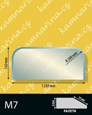 Sklo před kamna typ M7, 6 mm Fazeta