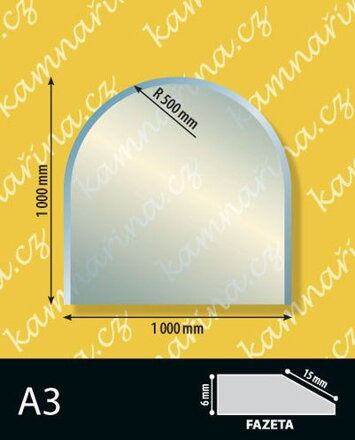 Sklo pod kamna typ A3, 6 mm Fazeta