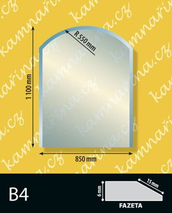 Sklo pod kamna typ B4, 6 mm Fazeta