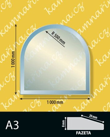 Sklo pod kamna typ A3, 8 mm Fazeta