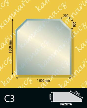 Sklo pod kamna typ C3, 6 mm Fazeta