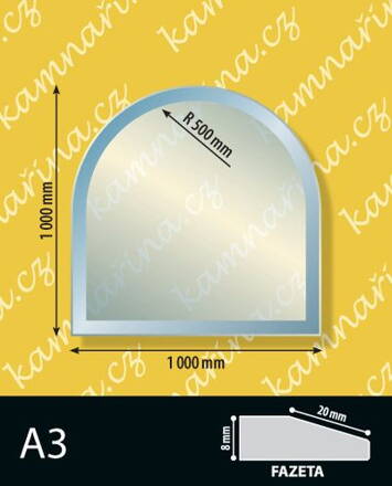 Sklo pod kamna typ A3, 8 mm Fazeta