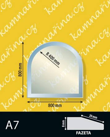 Sklo pod kamna typ A7, 8 mm Fazeta